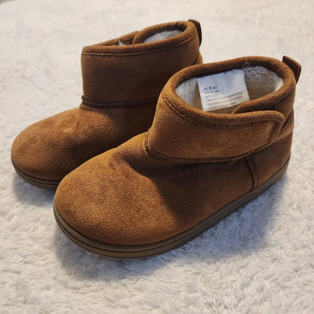 Toddler Faux Suede Faux Fur‎ Lined Ankle Boots Chestnut Brown Size 10